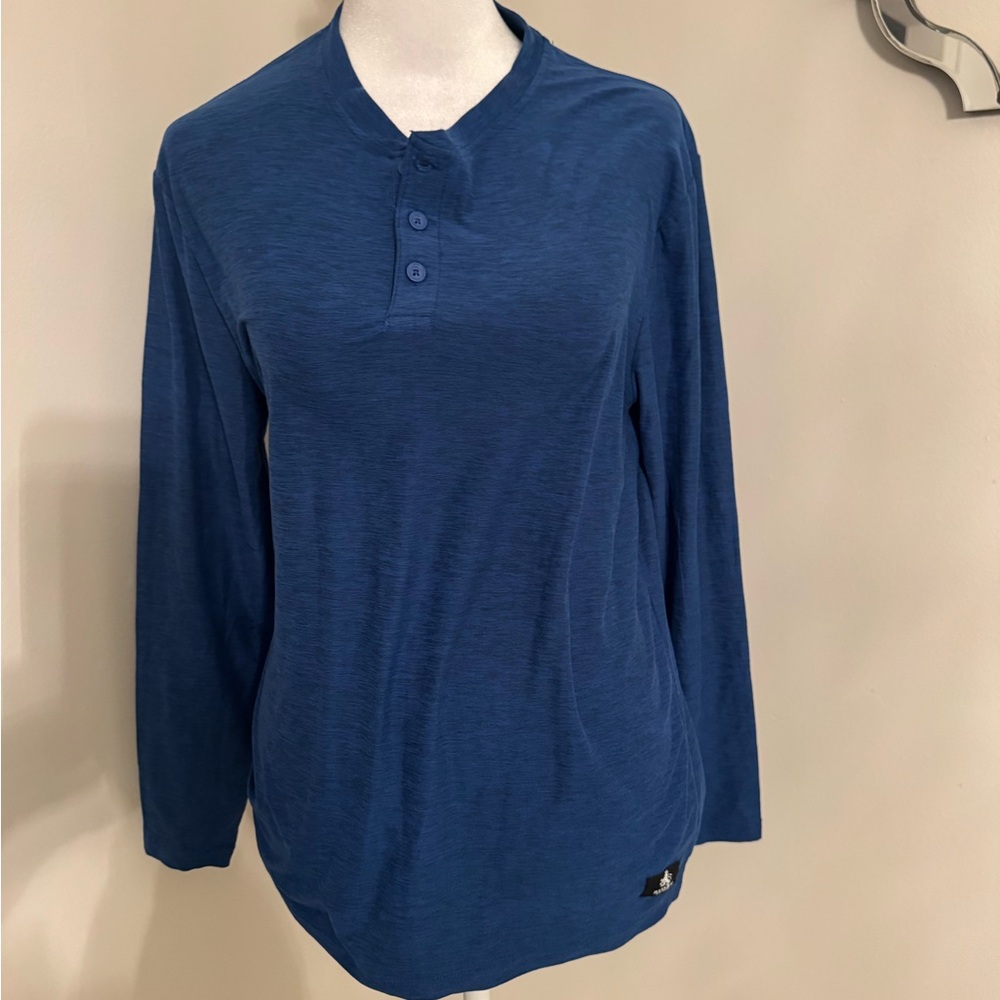Classic Blue Long Sleeve Henley for Men